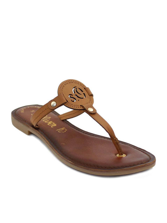 Flache Sandalen für Damen in Tabac Braun Farbe