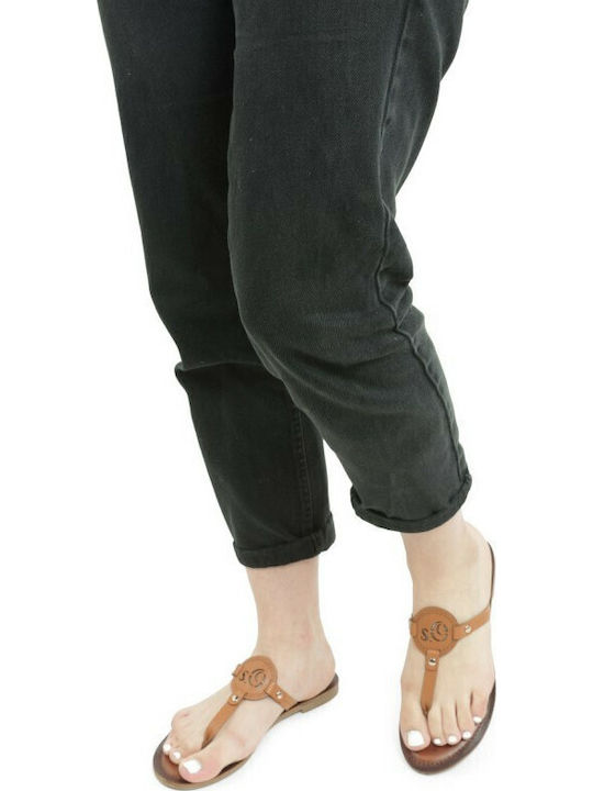 Flache Sandalen für Damen in Tabac Braun Farbe