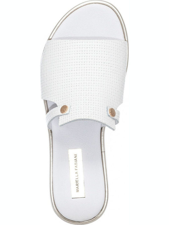 Leather Women's Flat Sandals in White Color