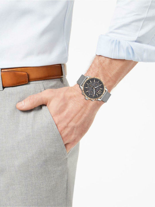 Tommy Hilfiger Gavin Ανδρικό Ρολόι 44mm Χρονογράφος Μπαταρίας με Ασημί Μεταλλικό Μπρασελέ