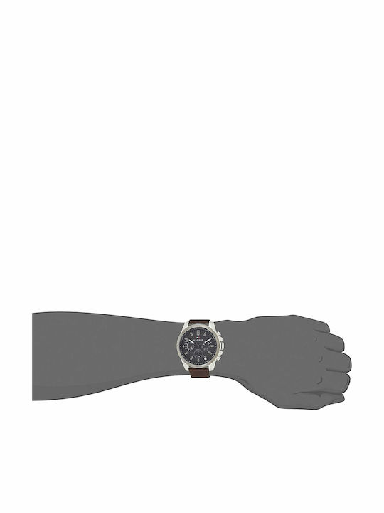 Tommy Hilfiger Decker Ανδρικό Ρολόι 46mm Χρονογράφος Μπαταρίας με Καφέ Δερμάτινο Λουράκι