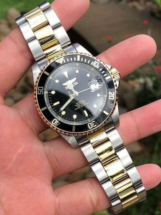 Invicta Pro Diver Ανδρικό Ρολόι 40mm Αυτόματο με Ασημί Μεταλλικό Μπρασελέ