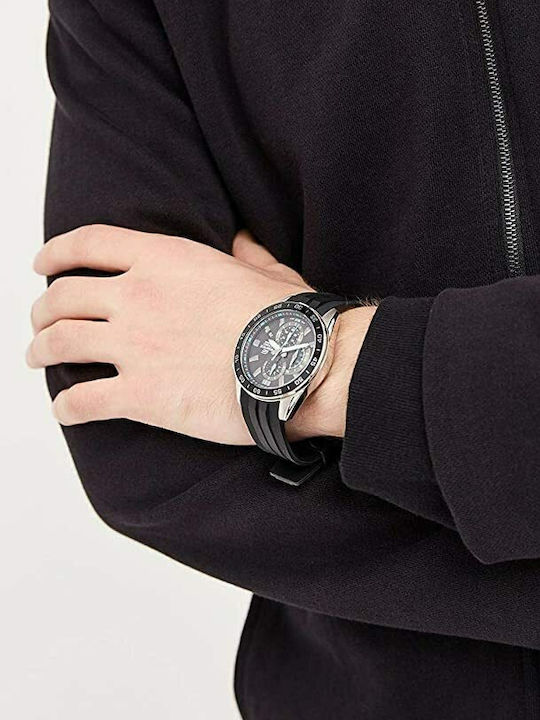Casio Edifice Αναλογικό/Ψηφιακό Ανδρικό Ρολόι 47mm Χρονογράφος Μπαταρίας με Μαύρο Καουτσούκ Λουράκι