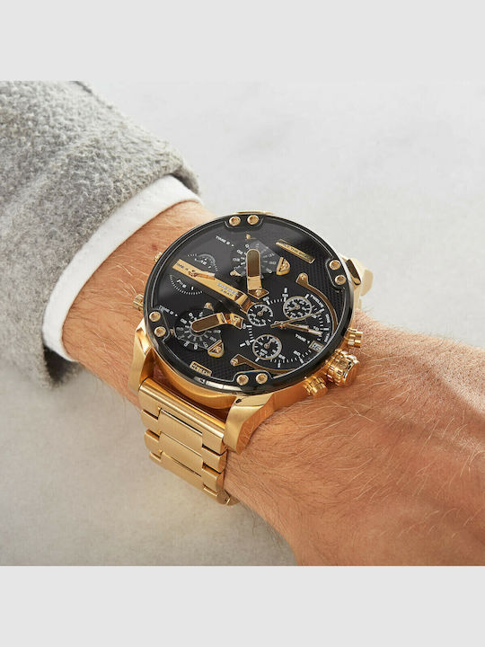 Diesel Mr Daddy 2.0 Herrenuhr 57mm Chronograph Batterie mit Gold Metallarmband