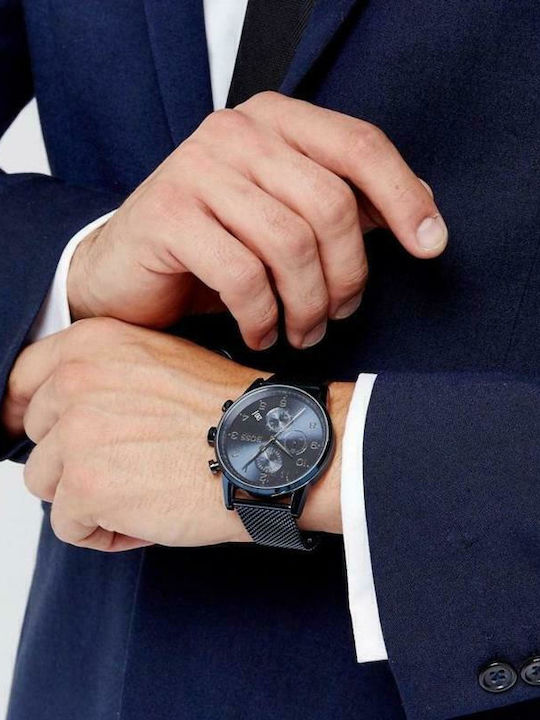 Boss Navigator Ρολόι Μπαταρίας με Μεταλλικό Μπρασελέ
