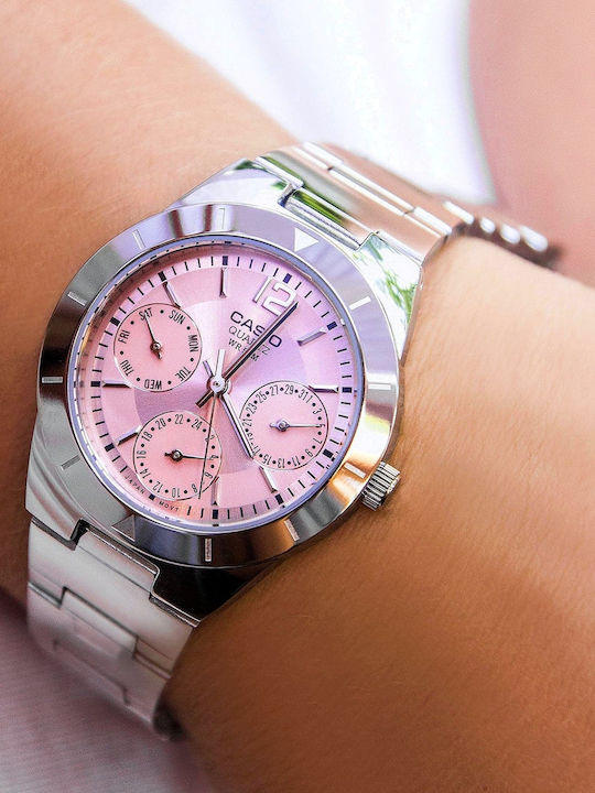 Casio Women's Watch Chronograph with Silver Metal Bracelet