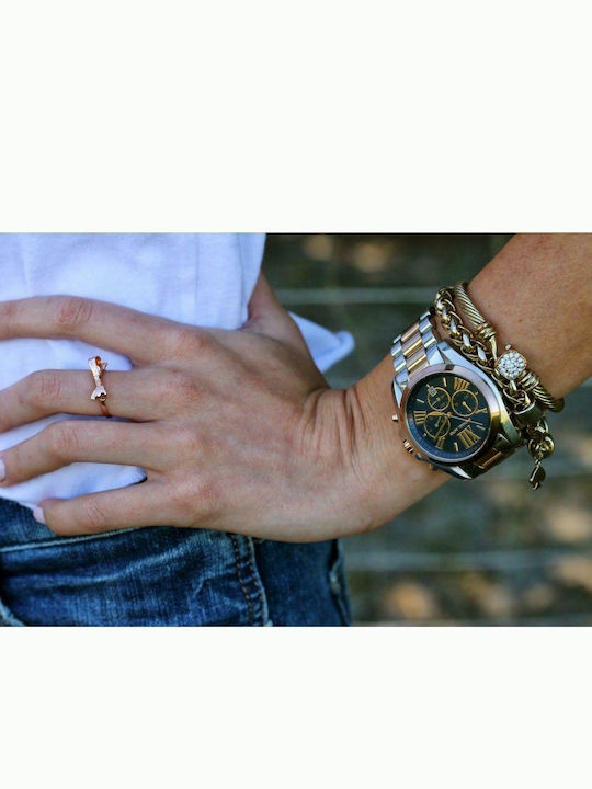 Michael Kors Bradshaw Women's Watch Chronograph with Pink Gold Metal Bracelet
