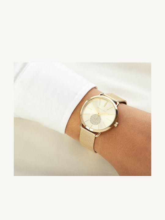 Michael Kors Portia Γυναικείο Ρολόι 41mm Μπαταρίας με Χρυσό Μεταλλικό Μπρασελέ