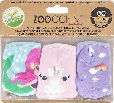 Zoocchini Σετ 3 Organic Βαμβακερές Παιδικές Μάσκες 3-6 Ετών Mască de protecție Țesătură pentru copii ΖΟΟ15902 3buc