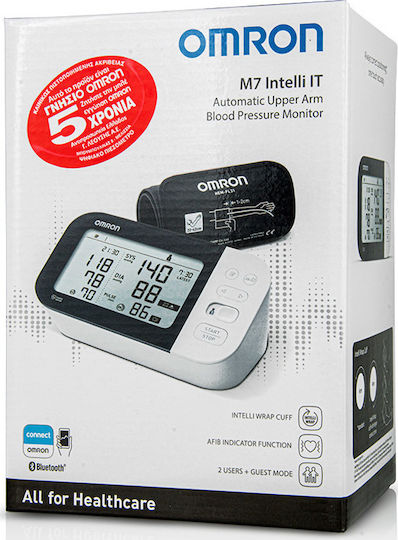 Omron M7 Intelli IT Electronical Blood Pressure Monitor Arm with Arrhythmia Detection & Bluetooth HEM-7361T-EBK