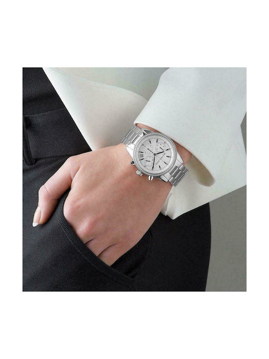 Michael Kors Ritz Watch Chronograph with Silver Metal Bracelet