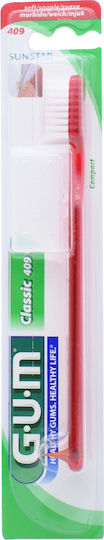 GUM Classic Compact 409 Manual Toothbrush Soft Red 1pcs