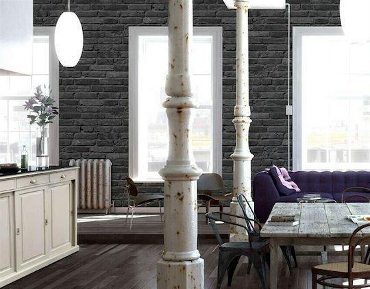 Ταπετσαρία Τοίχου Wood And Stone Charcoal 1000x53cm