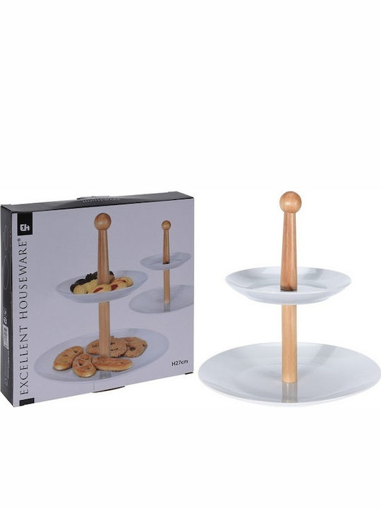 Excellent Houseware Εταζέρα 2 Ορόφων από Πορσελάνη Λευκή Ø24cm Excellent Houseware Εταζέρα 2 Ορόφων από Πορσελάνη Λευκή Ø24cm