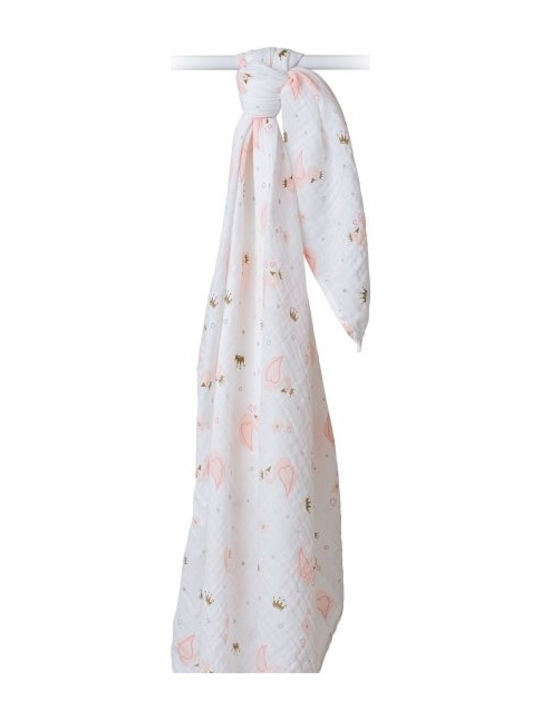 Lulujo Swan Musselin-Kuscheldecke Mehrfarbig 120x120cm.