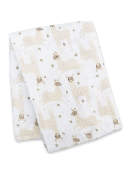 Lulujo Muslin Swaddle Blanket Modern Llama Multicolour 120x120cm