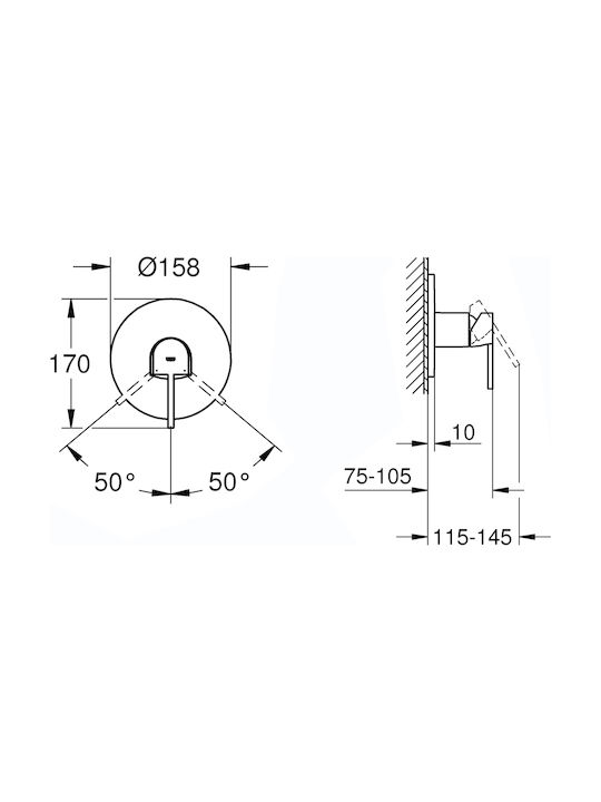 Grohe Plus Combiner Încorporat pentru Duș 3 ieșiri Argint