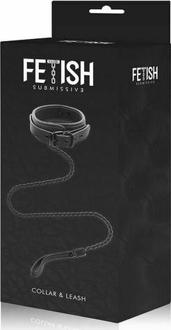 Fetish Submissive Collar With Leash Halsband in Schwarz Farbe