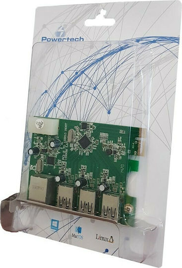Powertech Карта PCIe с 4 порта Ethernet USB 3.0