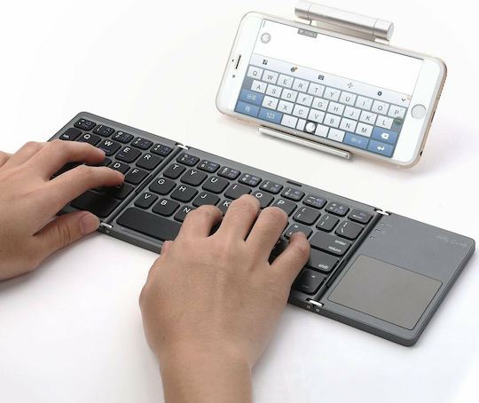 B066T Ασύρματο Bluetooth Πληκτρολόγιο με Touchpad για Tablet Αγγλικό US Γκρι