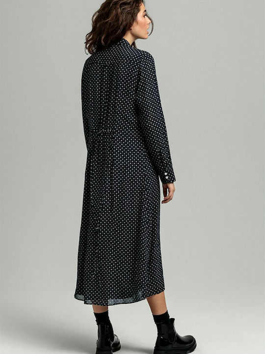 Gant Fairly Dot Chiffon Midi Dress Navy Blue