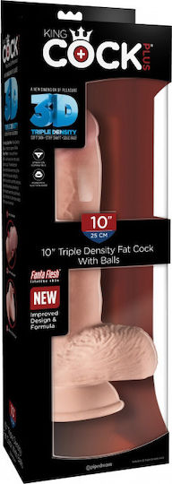 King Cock Triple Density Dildo realist cu testicule și ventuză Carne 25cm