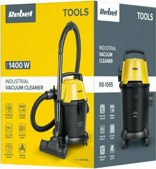 Rebel Σκούπα Υγρών / Στερεών 1400W με Πλαστικό Κάδο 15lt