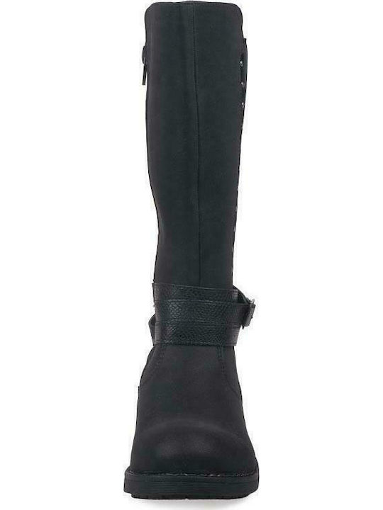 Meridian Kids PU Leather Boots with Zipper Black