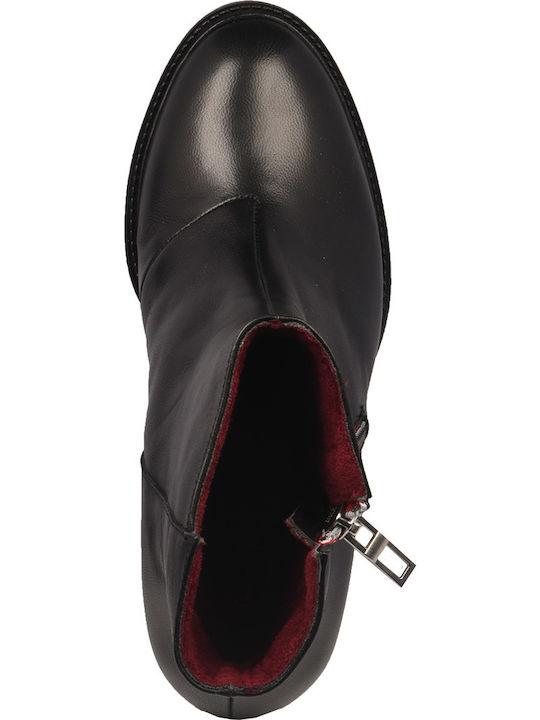 Leder Stiefeletten Damen Schwarz
