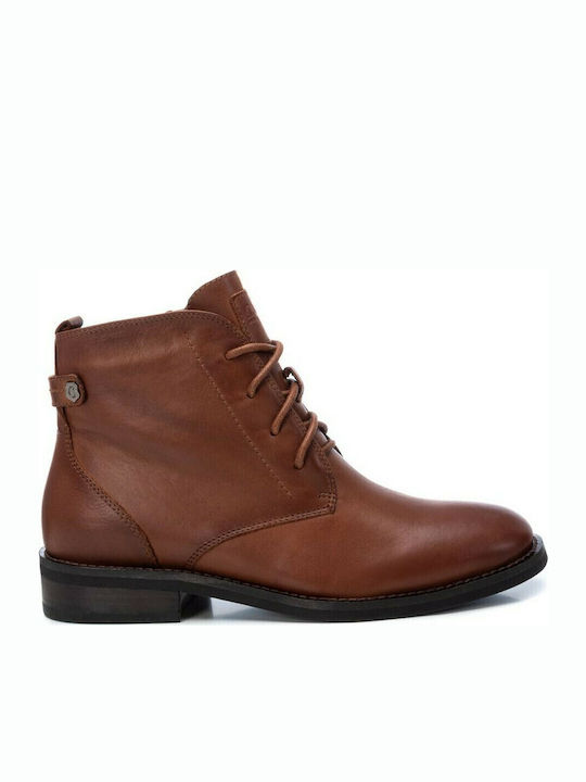 Leder Stiefeletten Damen Camel