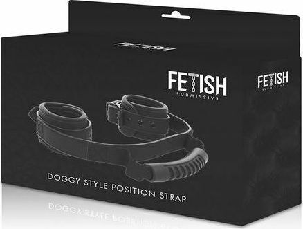 Fetish Submissive Cuffs with Puller Cătușe în Culoare Negru