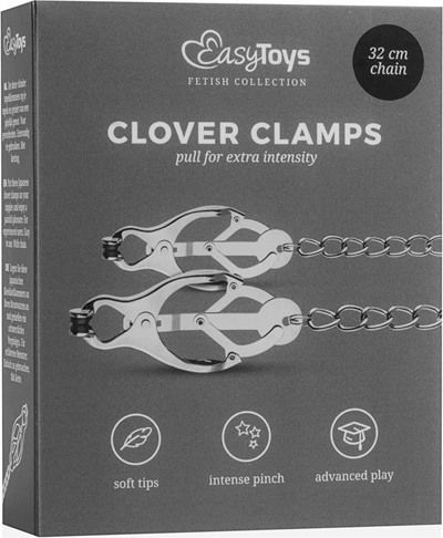 Easytoys Japanese Clover Clamps with Chain Щипки за Зърна в Сребрист Цвят