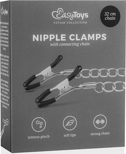 Easytoys Classic Nipple Clamps with Chain Σφιγκτήρες Θηλών σε Ασημί Χρώμα