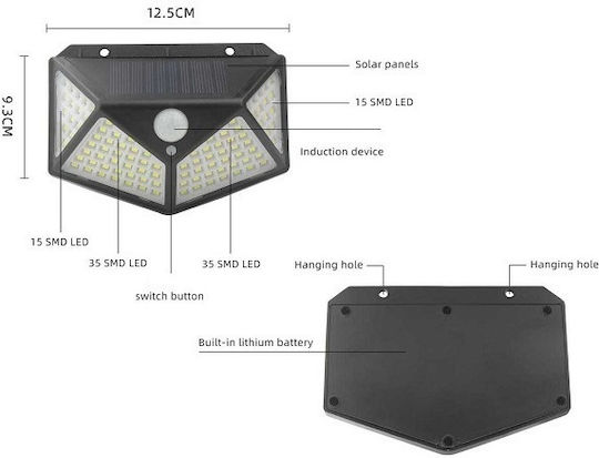 CL-100 Επιτοίχιο Ηλιακό Φωτιστικό 1.43W με Αισθητήρα Κίνησης IP65