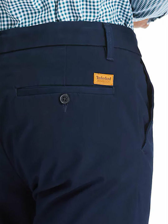 Stretch Twill Pantaloni Chino Elastic cu Croială Slim Albastru marin