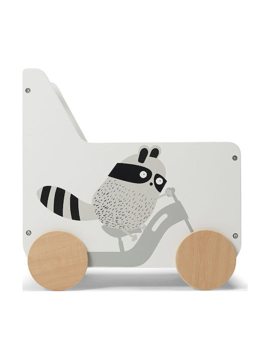 Kinderkraft Kids Wooden Toy Storage Box Racoon White 35cm