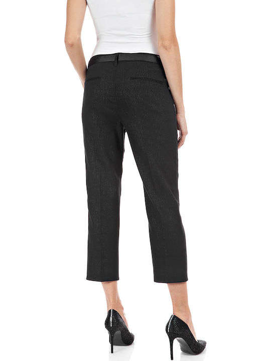 Replay Women's Fabric Capri Trousers Checked Black