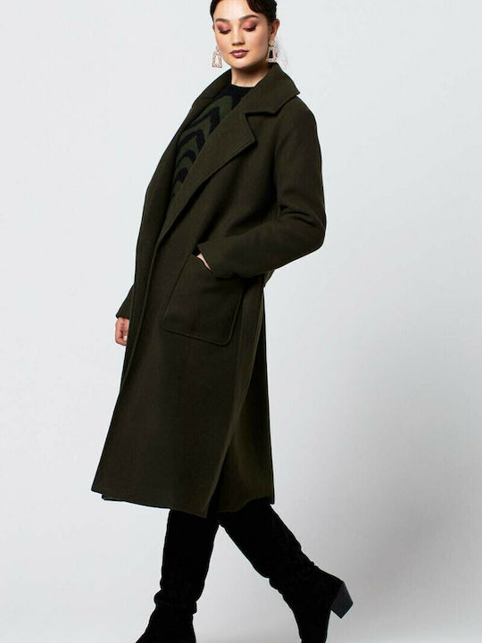 Women's Khaki Coat with Belt