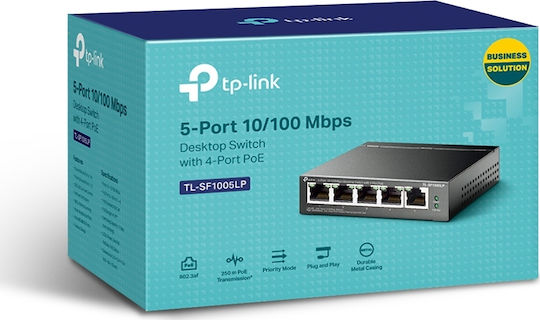 TP-LINK TL-SF1005LP v1 Unmanaged L2 PoE Switch με 5 Θύρες Ethernet