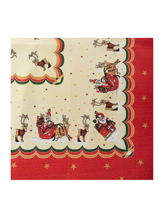 Silk Fashion Christmas Stain-resistant Tablecloth Square Fabric Red L90xW90cm.