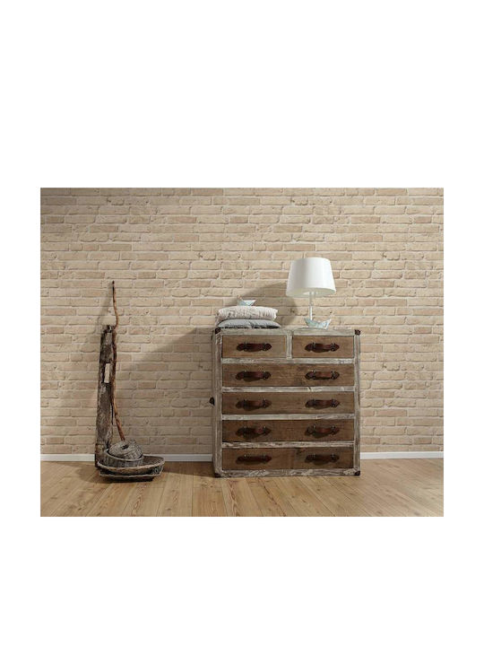 Wall Wallpaper Wood Stone Vinyl Beige 1000x53cm Washable