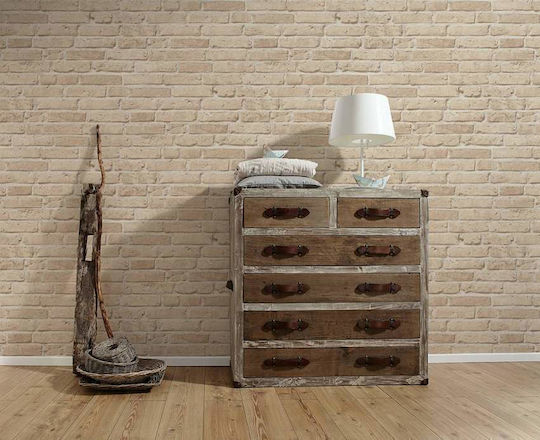 Wall Wallpaper Wood Stone Vinyl Beige 1000x53cm Washable