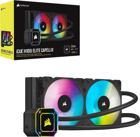Corsair iCUE H100i Elite Capellix Υδρόψυξη Επεξεργαστή Διπλού Ανεμιστήρα 120mm για Socket AM4/1200/115x με RGB Φωτισμό