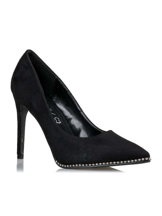 Envie Shoes Suede Pointed Toe Stiletto Black High Heels Αmele