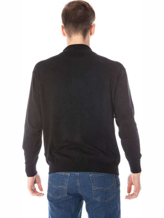 Yuko Men's Long Sleeve Sweater Polo Black