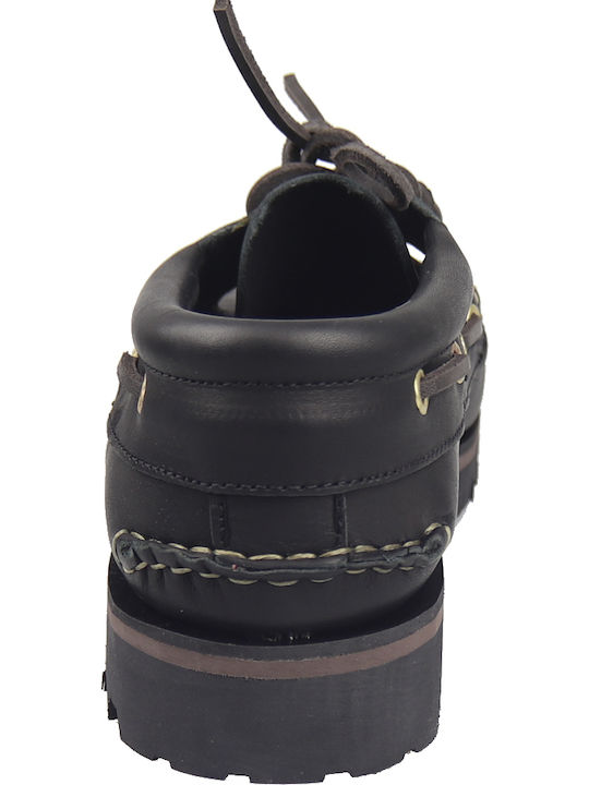 Δερμάτινα Ανδρικά Boat Shoes σε Μαύρο Χρώμα