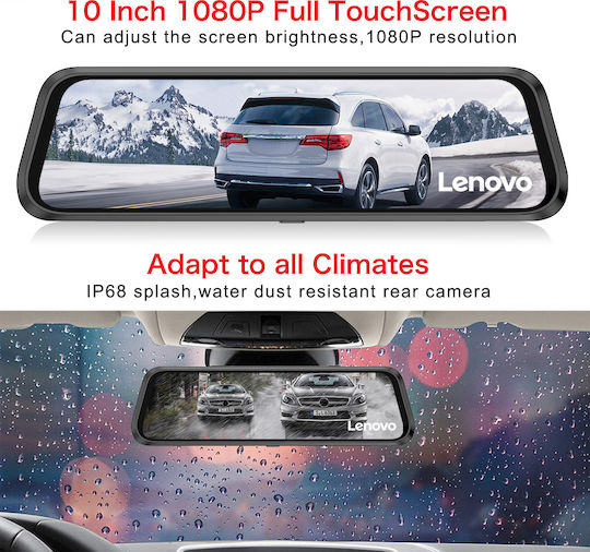 Lenovo Set Autokamera DVR 1080P mit Bildschirm 9.66" mit Clip & Rückfahrkamera