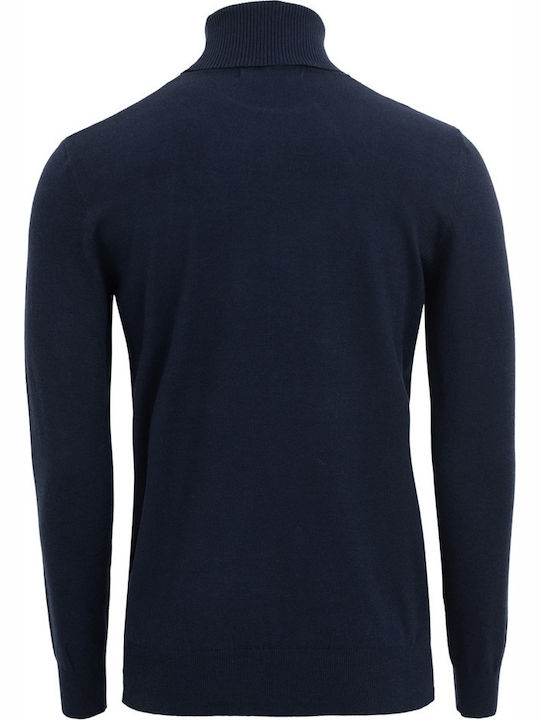 Tailor Made Knitwear Men's Long Sleeve Turtleneck Sweater Navy