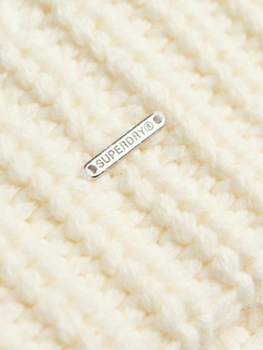 Super Chunky Beanie Γυναικείος Σκούφος Πλεκτός σε Λευκό χρώμα