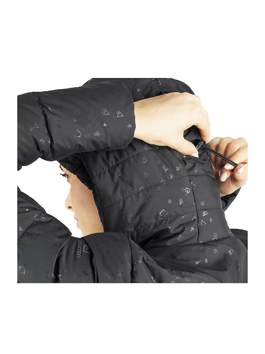 Tranzition Women's Short Puffer Jacket for Winter with Hood Black